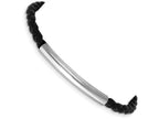 FJC Finejewelers Sterling Silver Braided Black Leather Bracelet