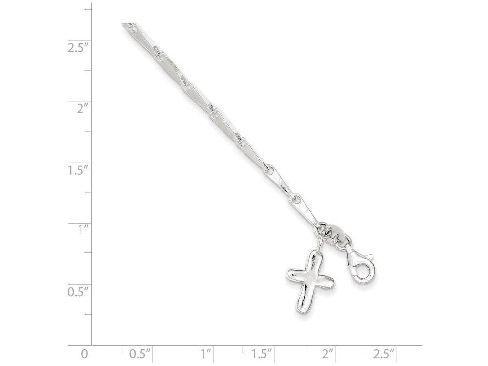 FJC Finejewelers Sterling Silver 10 Solid Polished Cross On Fancy Link Anklet