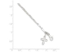 FJC Finejewelers Sterling Silver 10 Solid Polished Cross On Fancy Link Anklet