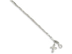 FJC Finejewelers Sterling Silver 10 Solid Polished Cross On Fancy Link Anklet