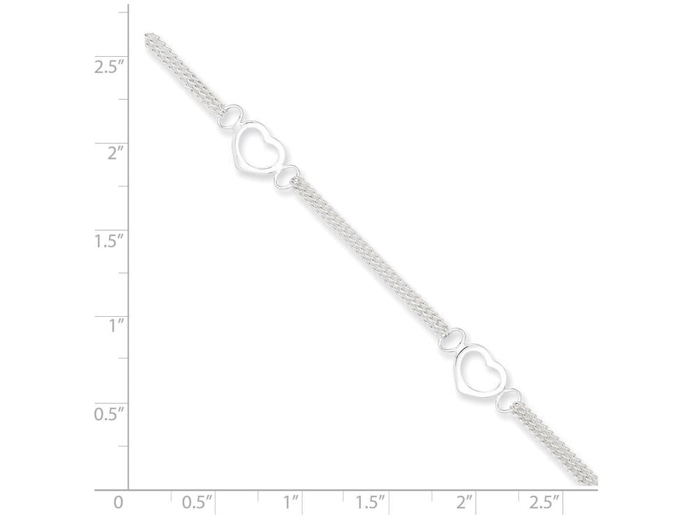 FJC Finejewelers Sterling Silver 10inch Polished Heart Anklet