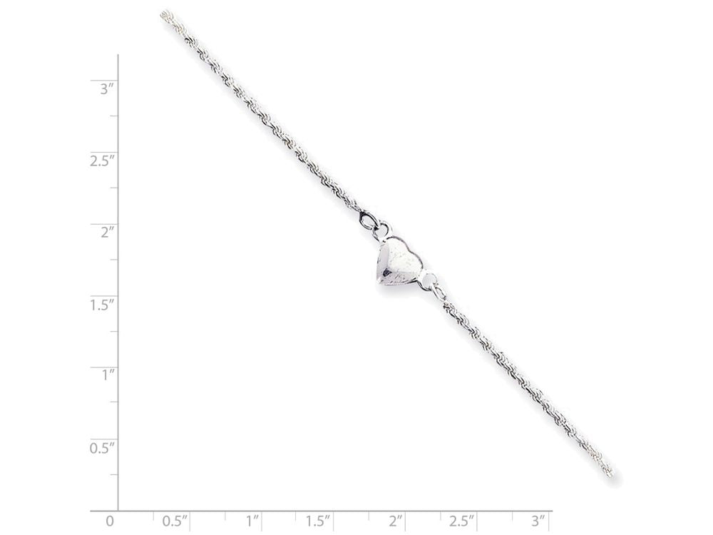 FJC Finejewelers Sterling Silver Puffed Heart Anklet