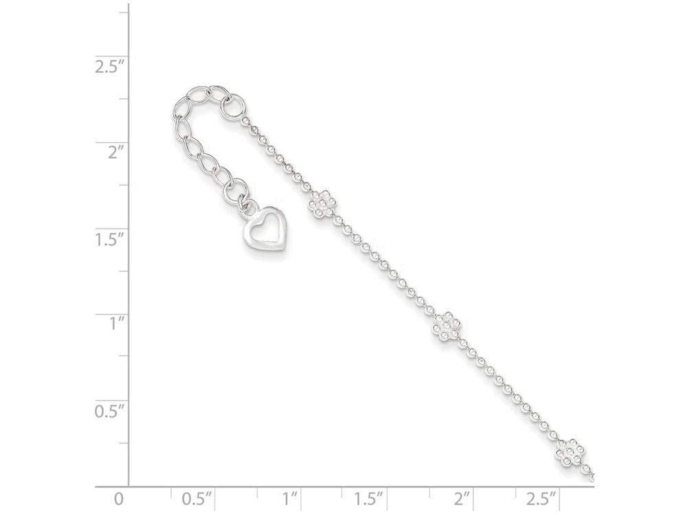 FJC Finejewelers Sterling Silver 10inch Polished Flower Anklet