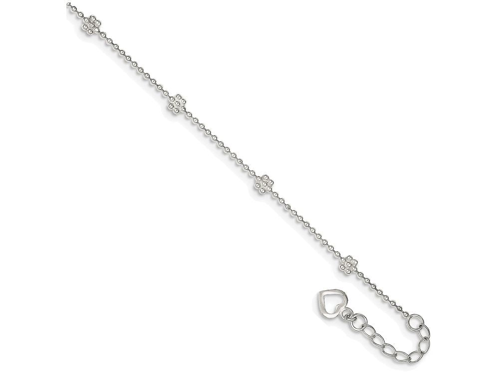FJC Finejewelers Sterling Silver 10inch Polished Flower Anklet