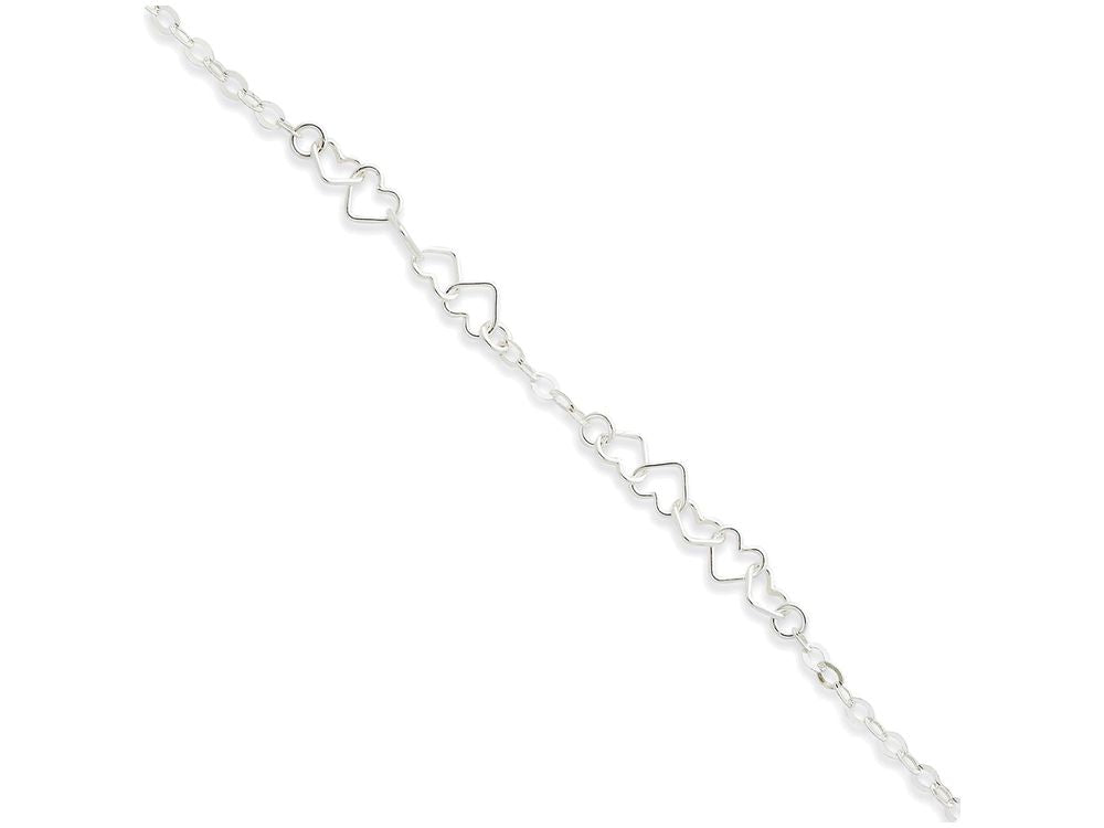FJC Finejewelers Sterling Silver 10inch Polished Fancy Heart Link Anklet