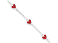 FJC Finejewelers Sterling Silver Enamal Red Heart Child's Bracelet
