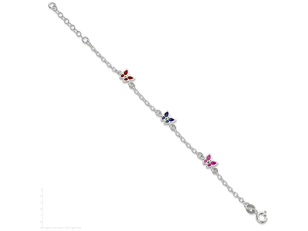 FJC Finejewelers Sterling Silver Enamal Butterfly Childs Bracelet
