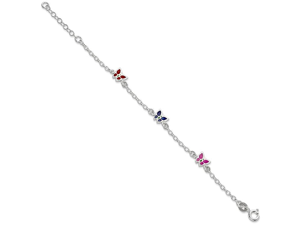 FJC Finejewelers Sterling Silver Enamal Butterfly Childs Bracelet