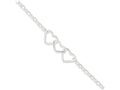 FJC Finejewelers Sterling Silver 9 Rolo Chain With 3 Interlocking Hearts Anklet (Smaller Ankles)