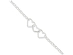 FJC Finejewelers Sterling Silver 9 Rolo Chain With 3 Interlocking Hearts Anklet (Smaller Ankles)