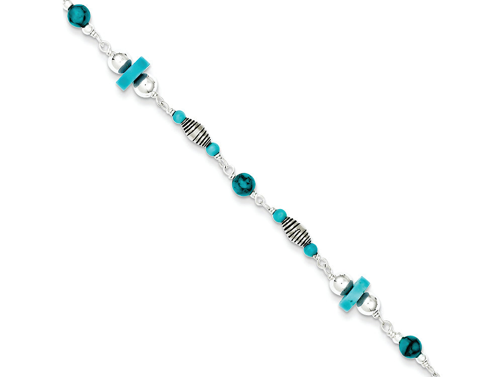 FJC Finejewelers Sterling Silver Turquoise Anklet Bracelet