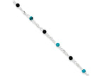 FJC Finejewelers Sterling Silver Onyx/turquoise Anklet Bracelet