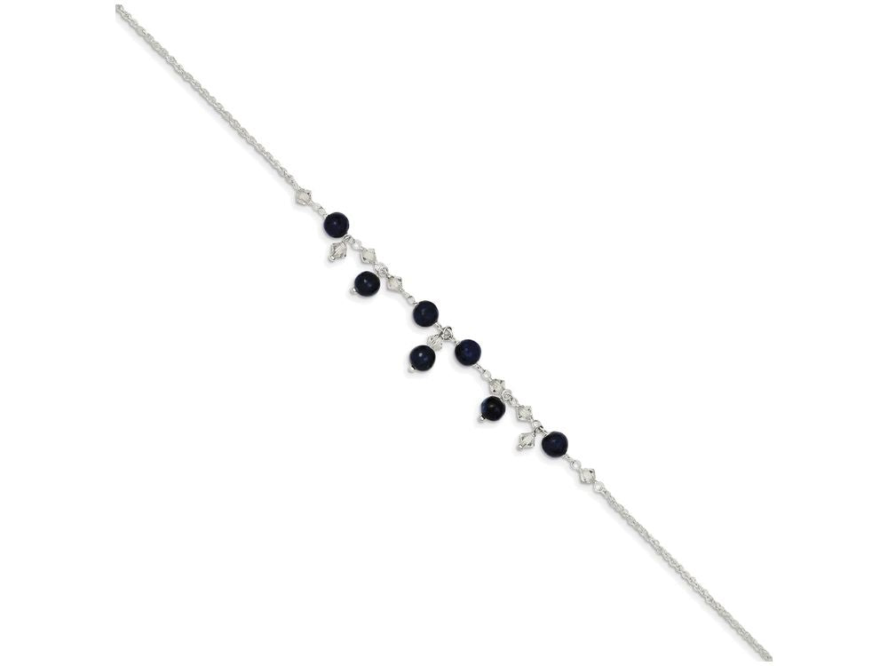 FJC Finejewelers Sterling Silver Shadow Crystal/lapis Anklet Bracelet