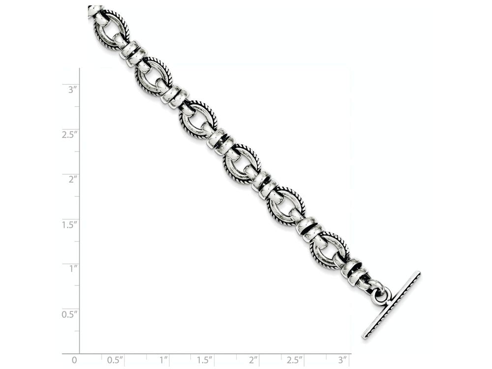 FJC Finejewelers Sterling Silver Antiqued Fancy Link Bracelet