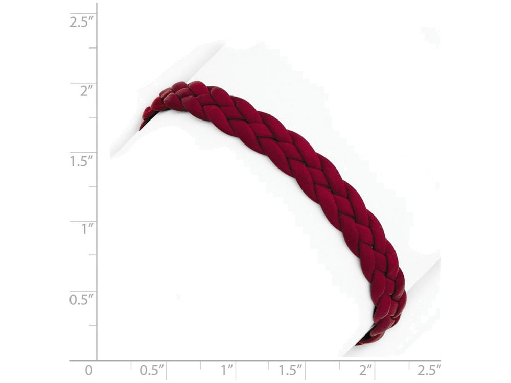 FJC Finejewelers Sterling Silver Red Braided Leather Bracelet