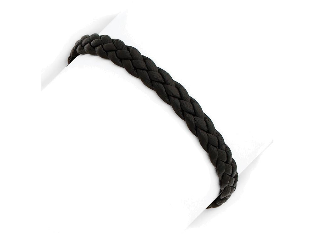 FJC Finejewelers Sterling Silver Black Braided Leather Bracelet