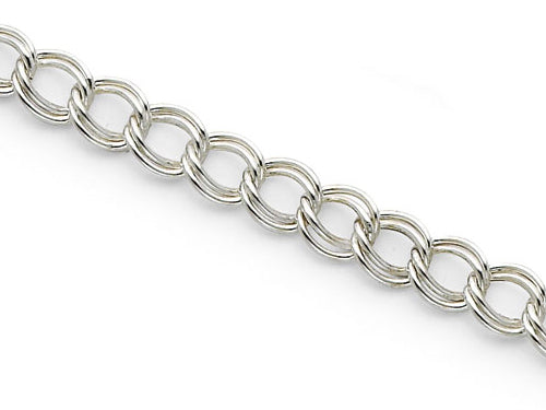 Amore LaVita Sterling Silver 6mm Double Link Charm Bracelet 8 inches (6.0mm)