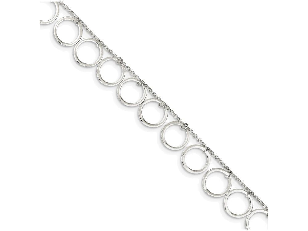 FJC Finejewelers Sterling Silver Dangle Circles Anklet