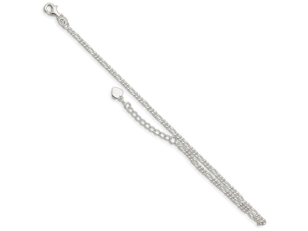 FJC Finejewelers Sterling Silver D/c and Polished Figaro Anklet
