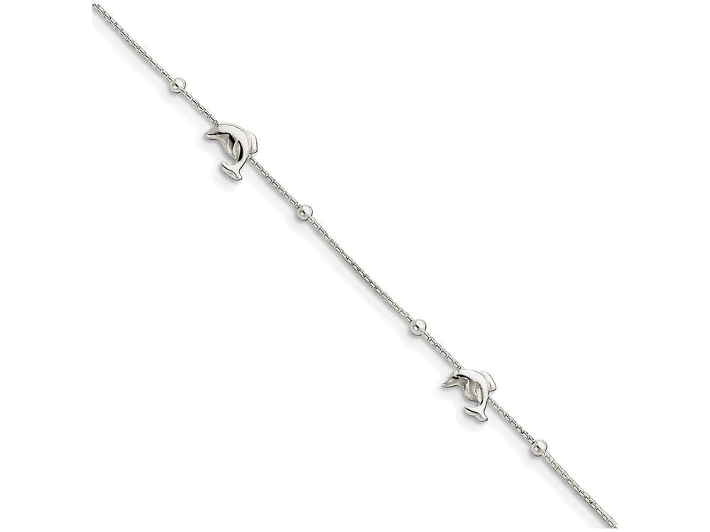 FJC Finejewelers Sterling Silver Polished Dolphin With 1in Ext. Anklet
