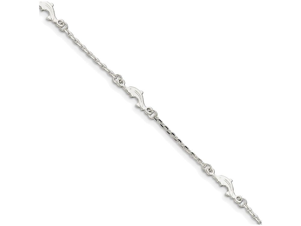 FJC Finejewelers Sterling Silver Polished Dolphin With 1in Ext. Anklet