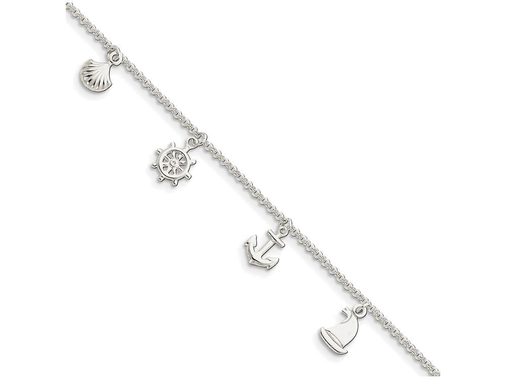 FJC Finejewelers Sterling Silver Polished Novelty With 1in Ext. Anklet