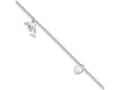 FJC Finejewelers Sterling Silver Polished Heart, Star and Dolphin Anklet
