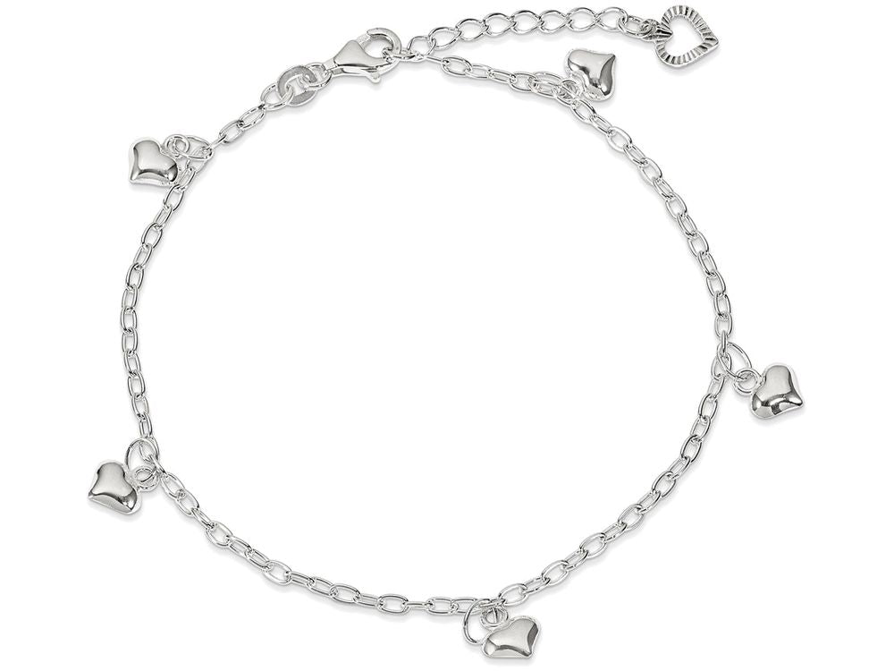 FJC Finejewelers Sterling Silver Polished Puffed Heart Anklet