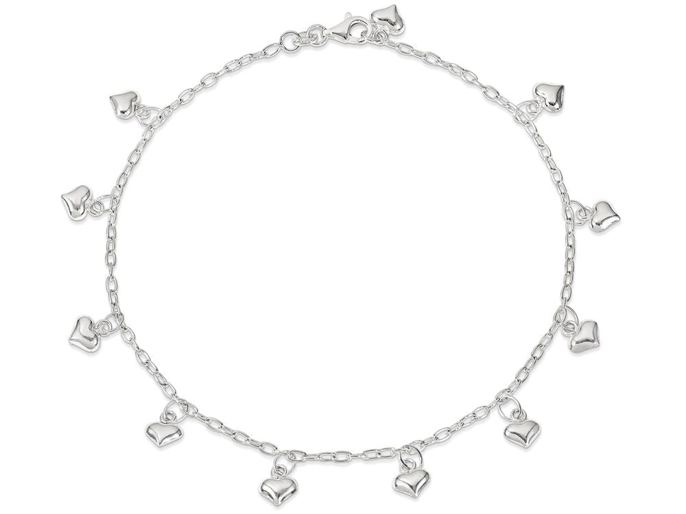 FJC Finejewelers Sterling Silver Polished Puffed Heart Anklet