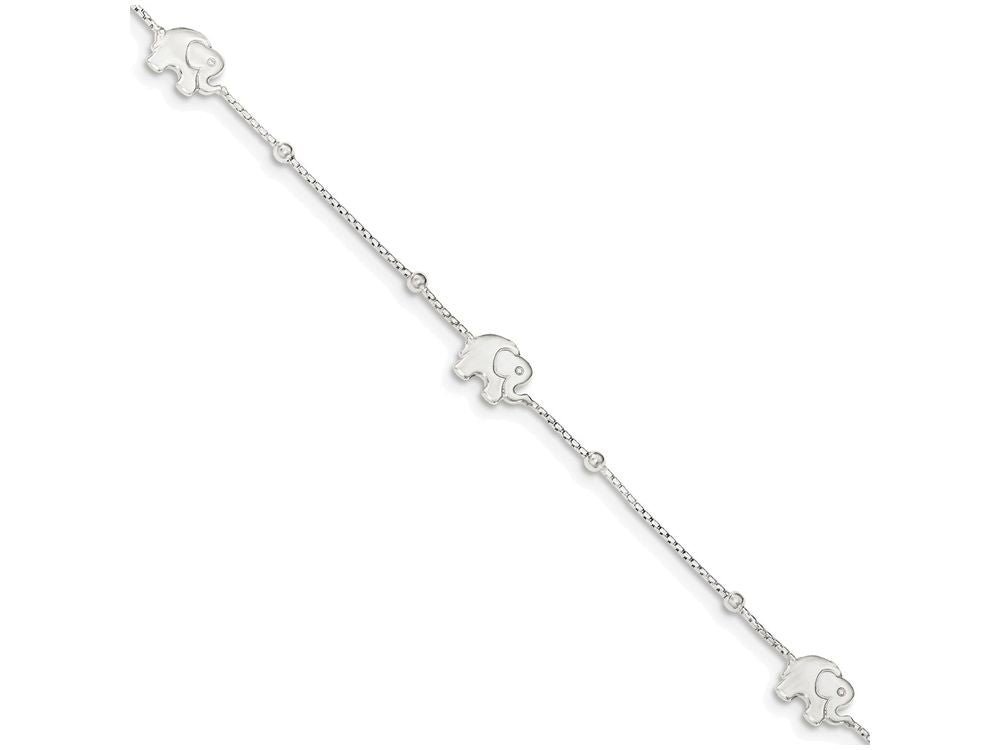 FJC Finejewelers Sterling Silver Polished Elephant With 2in Ext. Anklet