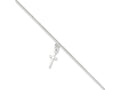 FJC Finejewelers Sterling Silver 10 Solid Polished Cross On Box Chain Anklet