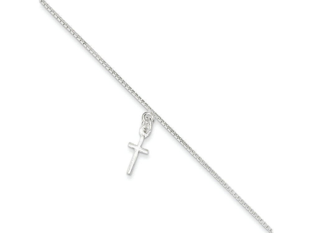 FJC Finejewelers Sterling Silver 10 Solid Polished Cross On Box Chain Anklet