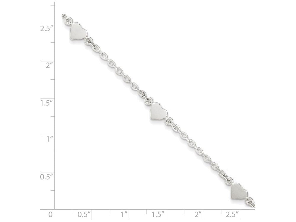 FJC Finejewelers Sterling Silver 9 Polished Heart With 1in Ext. Anklet