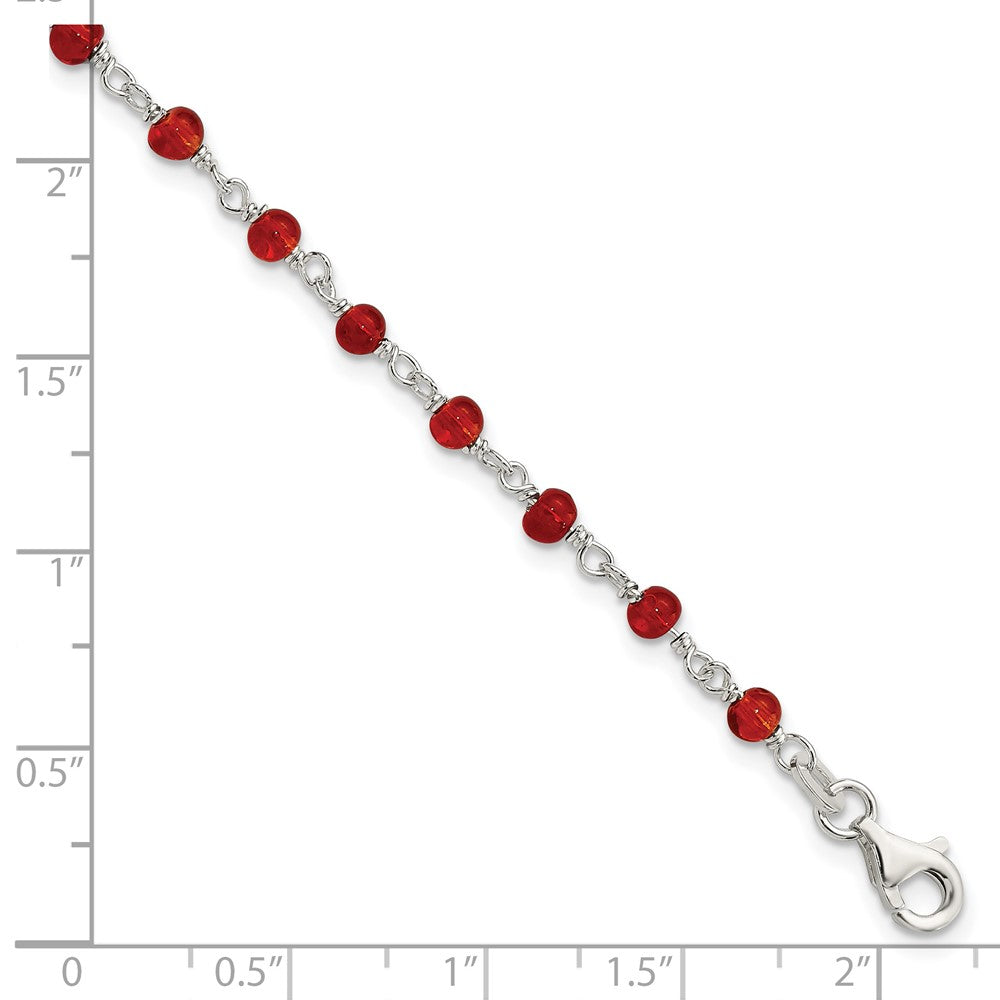 FJC Finejewelers Sterling Silver Dark Red Cubic Zirconia Polished Bracelet with Lobster Clasp