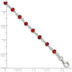 FJC Finejewelers Sterling Silver Dark Red Cubic Zirconia Polished Bracelet with Lobster Clasp