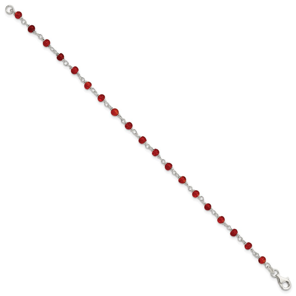 FJC Finejewelers Sterling Silver Dark Red Cubic Zirconia Polished Bracelet with Lobster Clasp