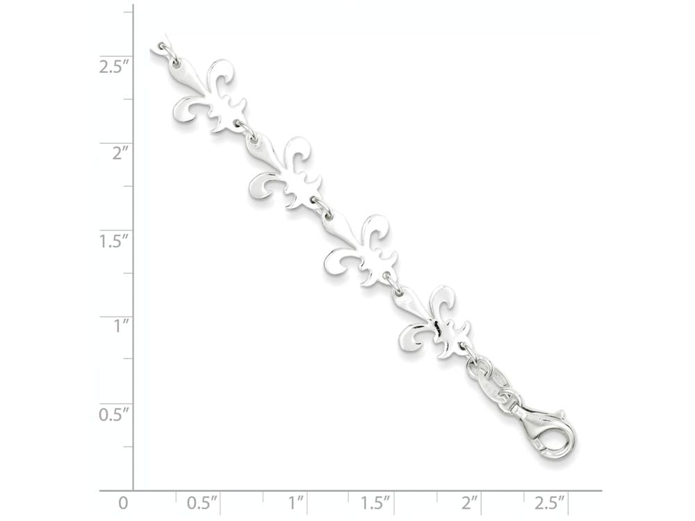 FJC Finejewelers Sterling Silver Polished Fleur De Lis Bracelet