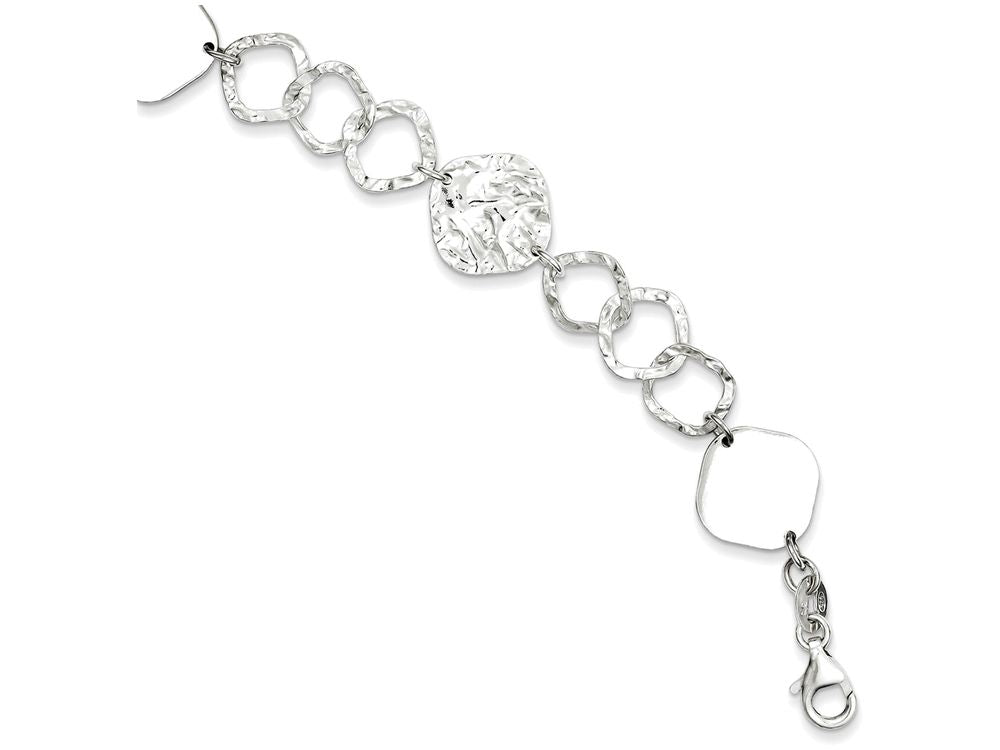 FJC Finejewelers Sterling Silver Polished and Textured Fancy Link Bracelet