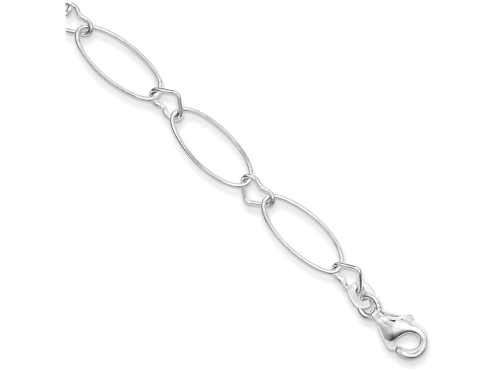 FJC Finejewelers Sterling Silver Oval Link W/hearts Bracelet
