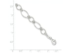 FJC Finejewelers Sterling Silver Polished and Textured Fancy Circle and Oval Link Bracelet