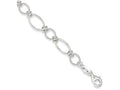 FJC Finejewelers Sterling Silver Polished and Textured Fancy Circle and Oval Link Bracelet