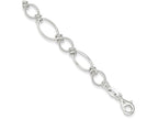 FJC Finejewelers Sterling Silver Polished and Textured Fancy Circle and Oval Link Bracelet