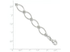 FJC Finejewelers Sterling Silver Polished and Textured Fancy Oval Link Bracelet