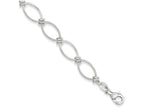 FJC Finejewelers Sterling Silver Polished and Textured Fancy Oval Link Bracelet