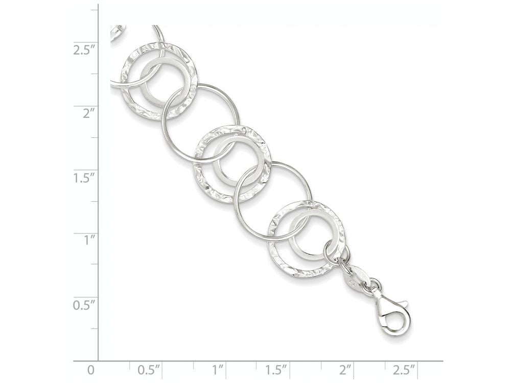 FJC Finejewelers Sterling Silver Polished and Textured Fancy Circle Link Bracelet