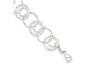 FJC Finejewelers Sterling Silver Polished and Textured Fancy Circle Link Bracelet