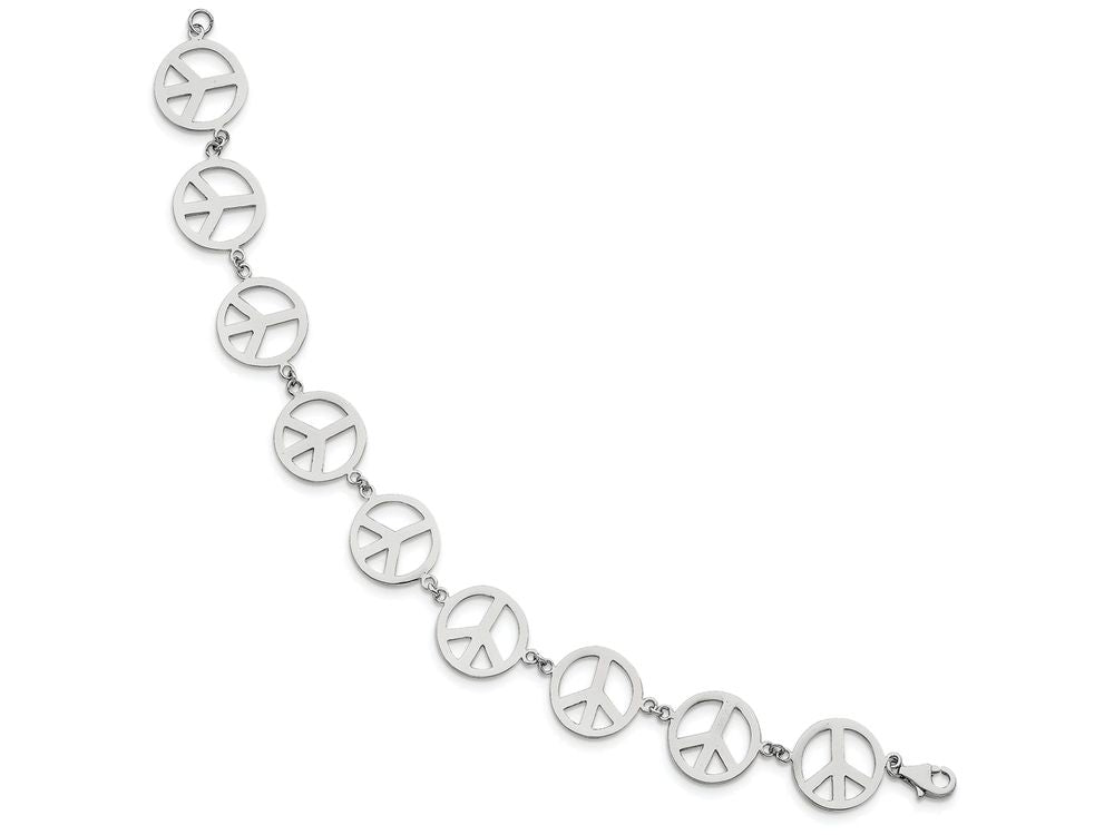 FJC Finejewelers Sterling Silver 7.25in Peace Symbol Bracelet