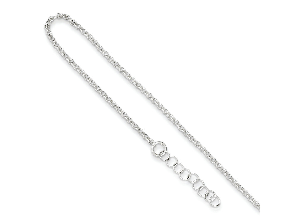 FJC Finejewelers Sterling Silver Polished Rolo Chain W/ 1in Ext. Anklet