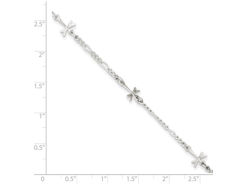 FJC Finejewelers Sterling Silver Polished Dragonfly W/ 1in Ext. Anklet