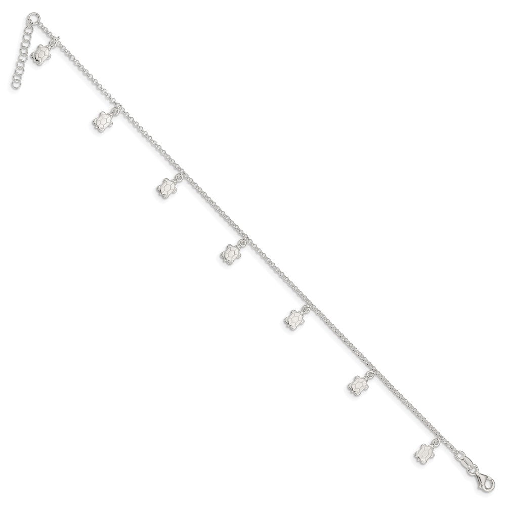 FJC Finejewelers Sterling Silver Polished Turtle W/ 1in Ext. Anklet